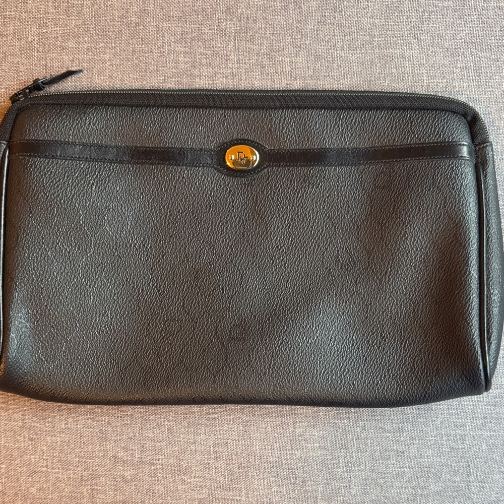 Christian Dior Authentic 16.0 cm Clutch Bag Honeycomb Made in France - Black